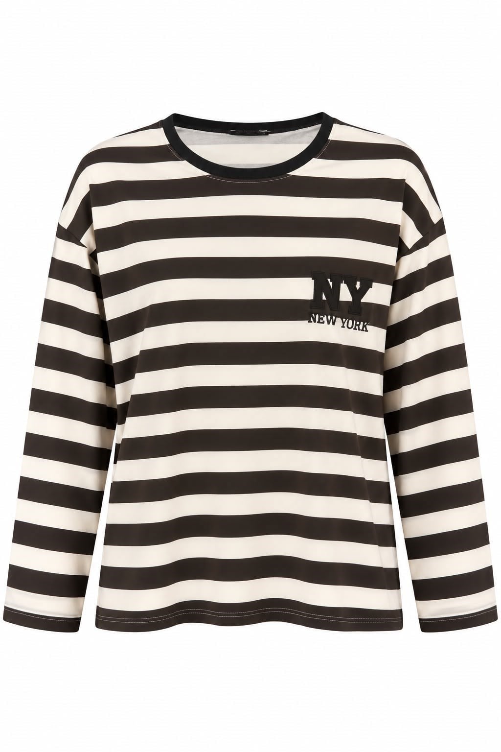 Kadın Baskılı Bisiklet Yaka Oversize Sweatshirt Kahverengi