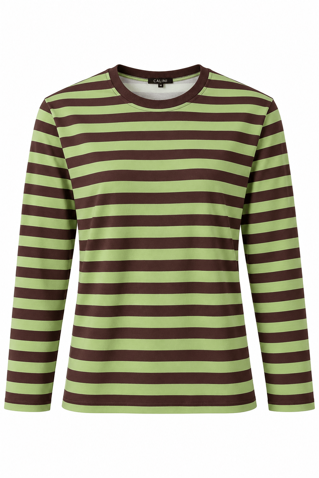 Kadın Çizgi Desenli Sweatshirt Yeşil