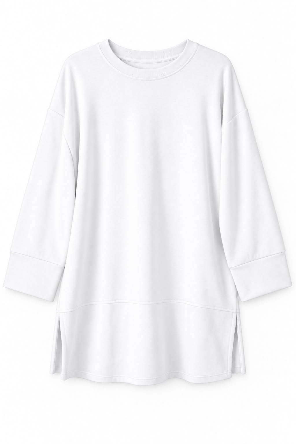 Kadın Oversize Manşet Detaylı Tunik Beyaz