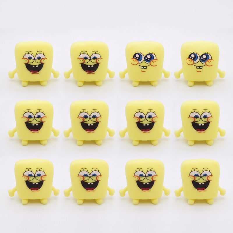 Sünger Bob Tasarımlı Squishy - 12'li Paket - Yumuşak Oyuncak - Farklı Model
