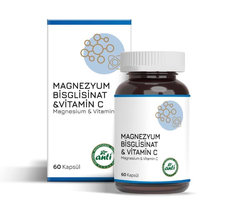 Anti Magnezyum Bisglisinat Vitamin C 60 Kapsül