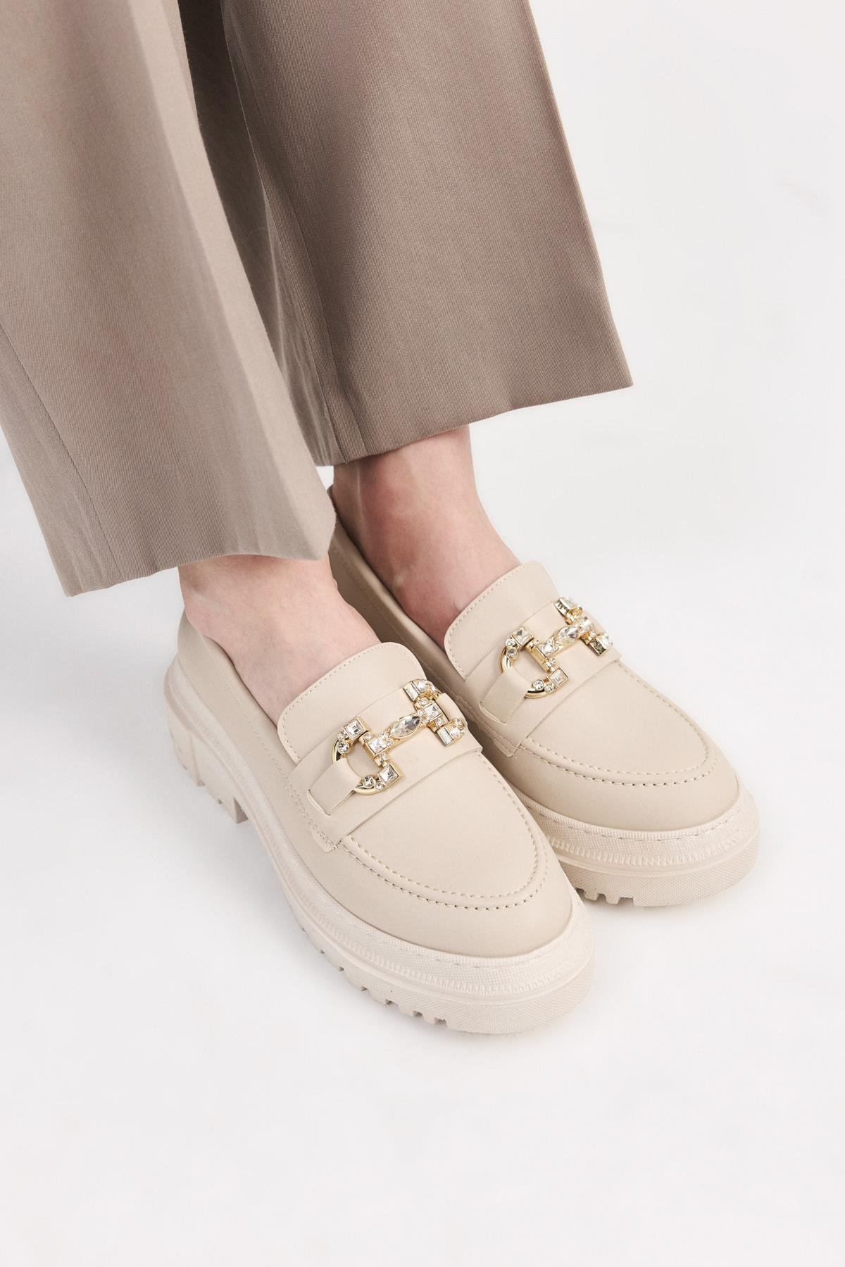 Bej Kadın Loafer  