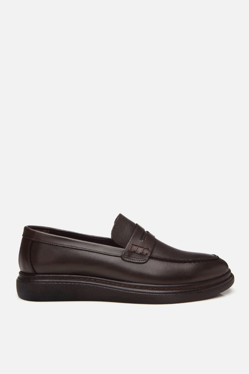 Erkek Deri Kahverengi Deri Hafif Tabanlı Klasik Loafer
