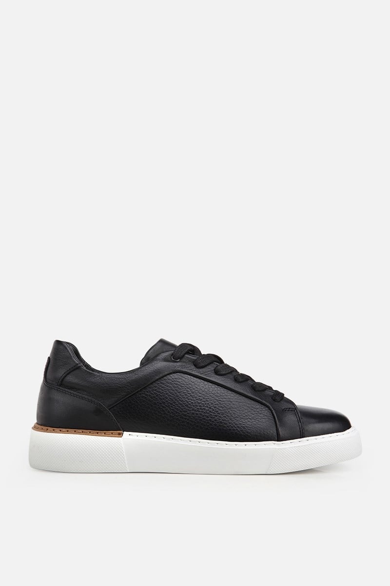 Erkek Siyah Bağcıklı Kalın Tabanlı Günlük Sneaker