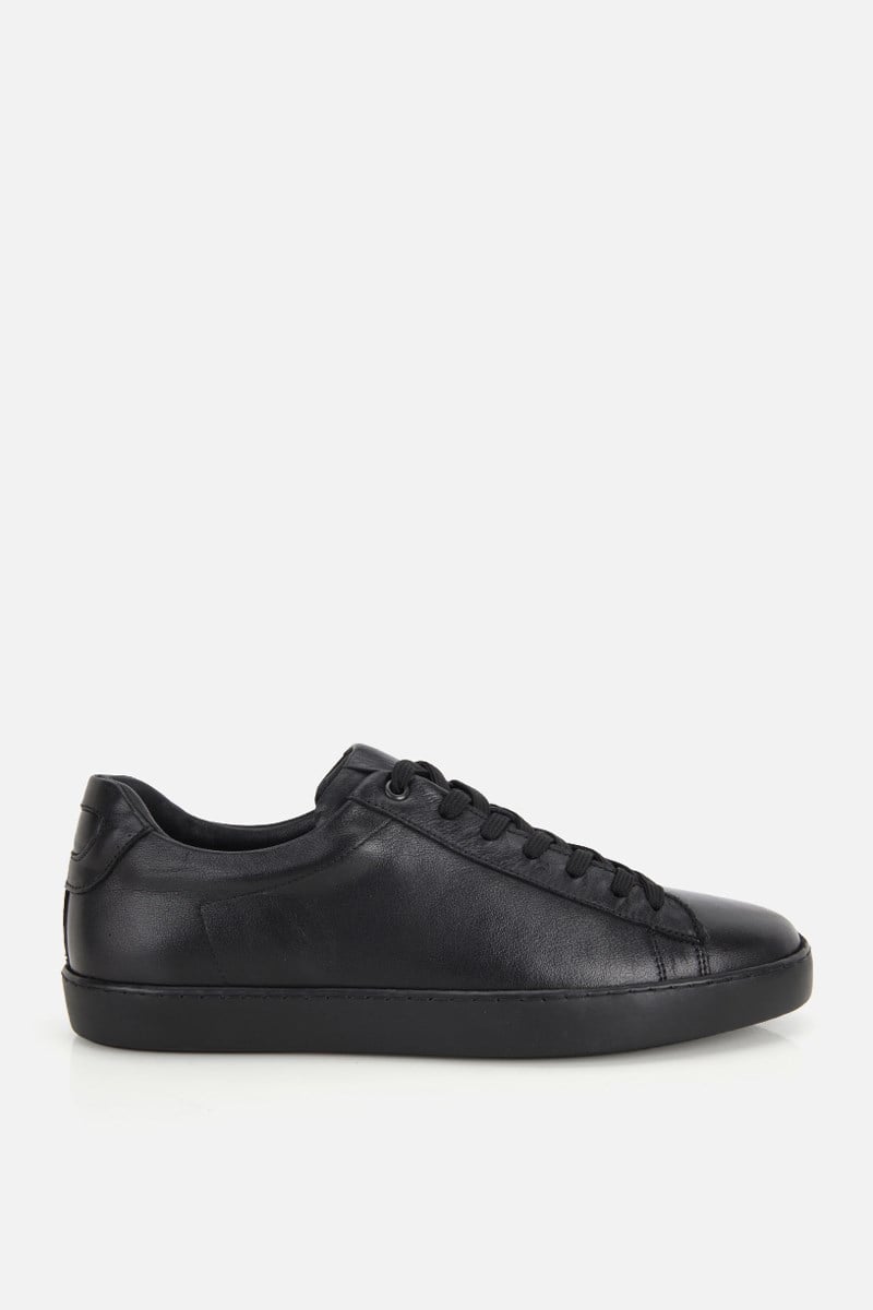Erkek Siyah Deri Bağcıklı Sneaker