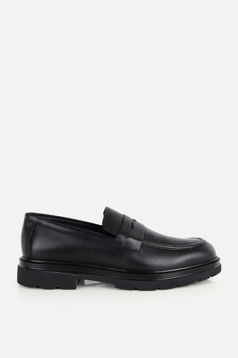Erkek Siyah Deri Modern Loafer