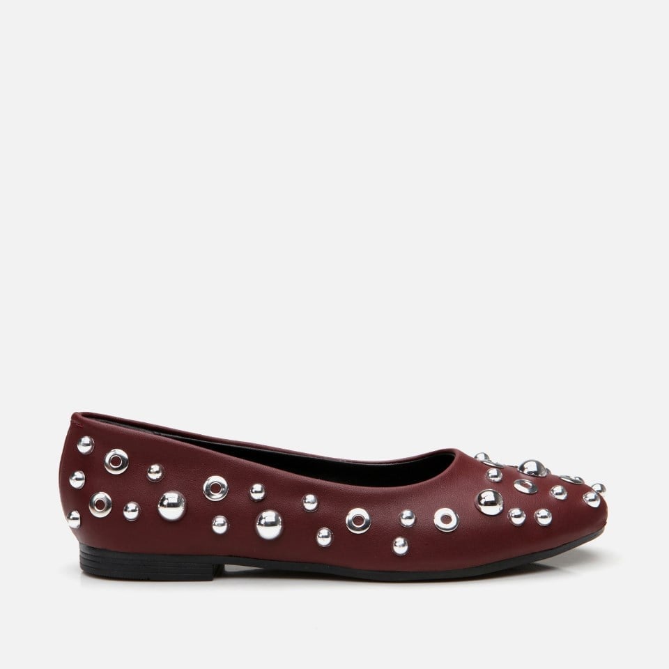 Kadın Bordo Taşlı Babet