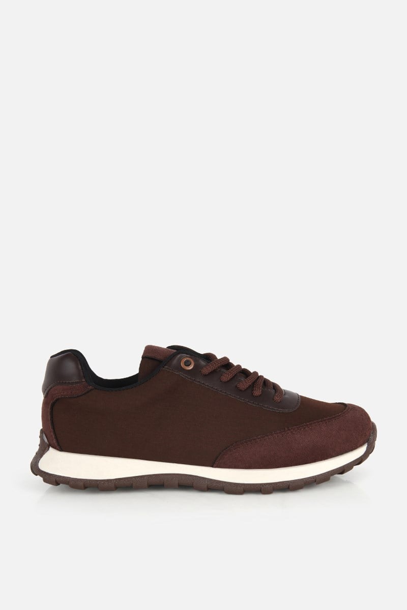 Kadın Kahverengi Süet Detaylı Bağcıklı Sneaker
