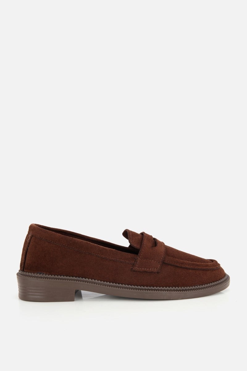 Kadın Kahverengi Süet Klasik Loafer