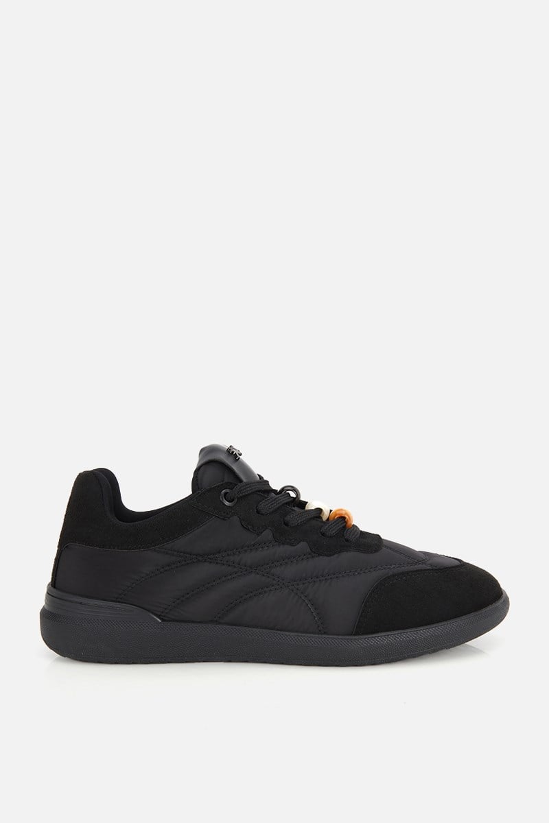 Kadın Siyah Süet Detaylı Bağcıklı Sneaker