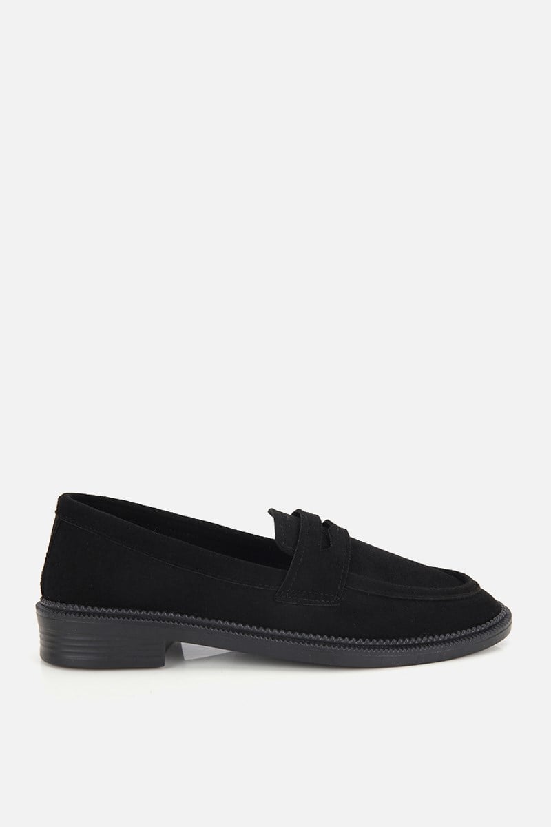 Kadın Siyah Süet Klasik Loafer