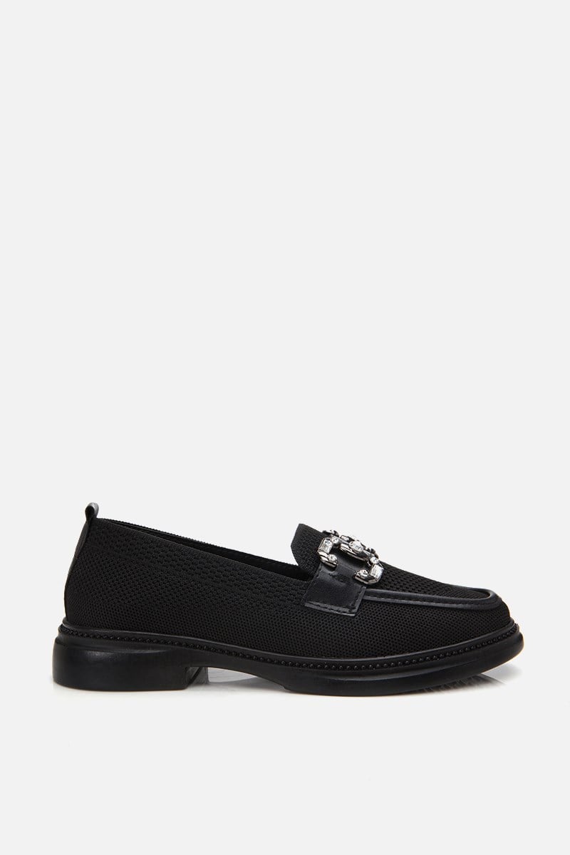 Kadın Siyah Tokalı Günlük Loafer