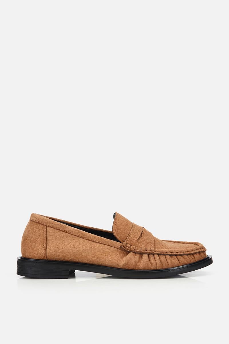 Kadın Taba Süet Dikiş Detaylı Loafer