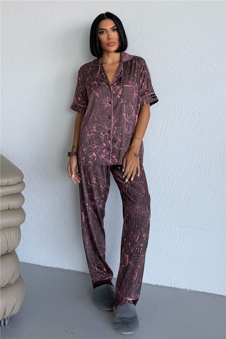 Colori Del Mondo Saten Kısa Kol Pantolon Pijama Takımı CDM2143