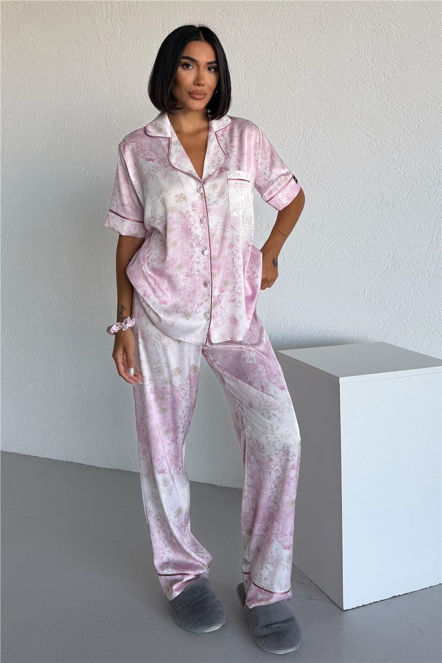 Colori Del Mondo Saten Kısa Kol Pantolon Pijama Takımı CDM2253