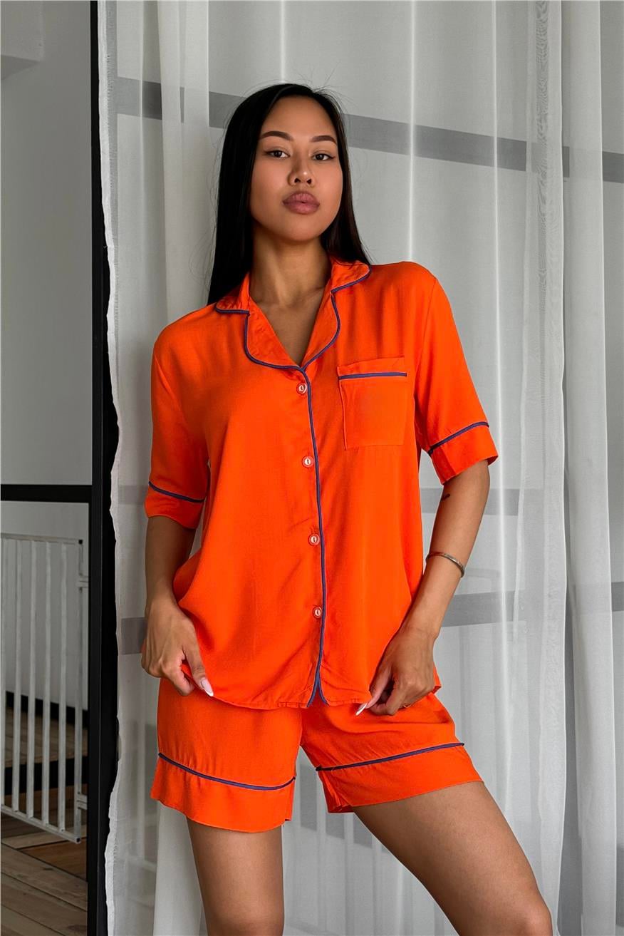 Sonno Luce Turuncu Viskon Kısa Pijama Takımı