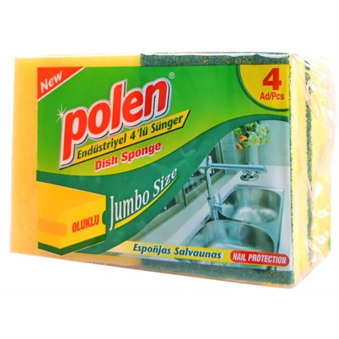 Polen Bulaşık Süngeri 4'Lü Jumbo Oluklu