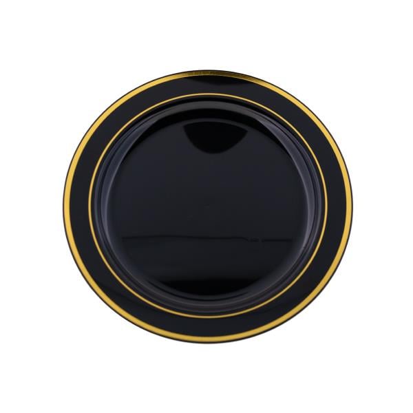 PLASTİK TABAK 26 CMPS SİYAH GOLDLINE BASKILI (120) Adet
