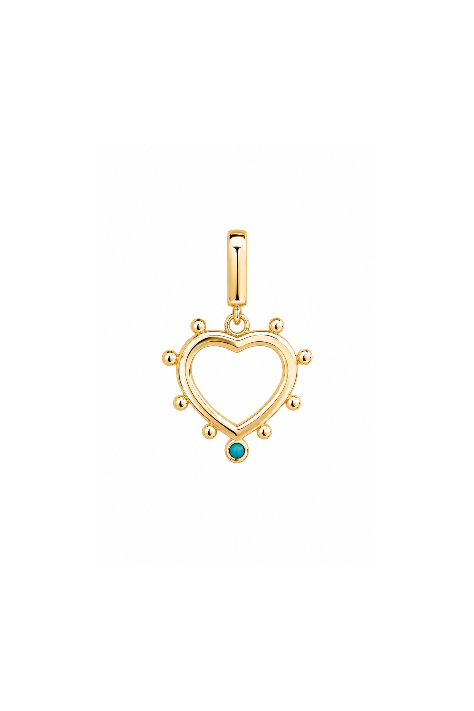 Mavi Mineli Kalp Kilitli Charm Pendant