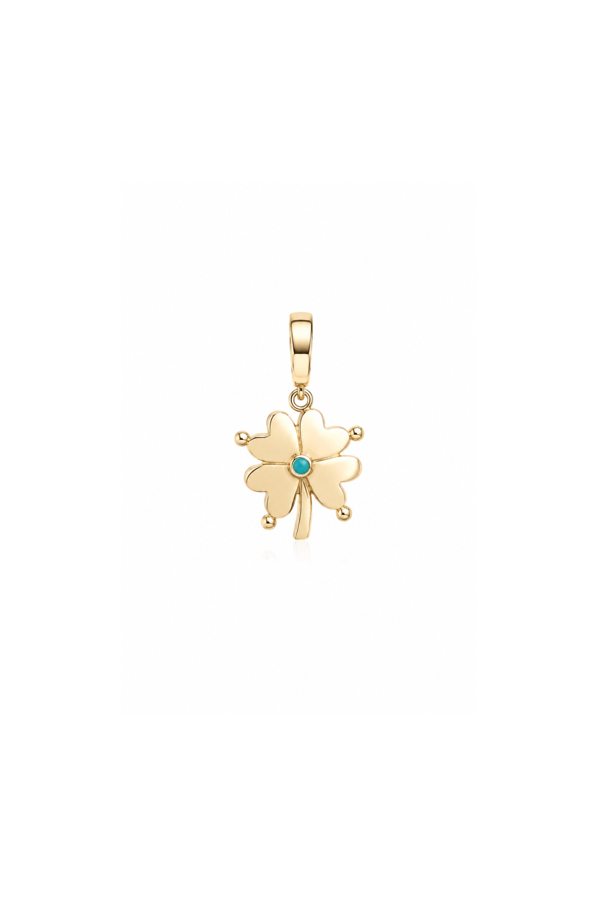Mavi Mineli Yonca Kilitli Charm Pendant