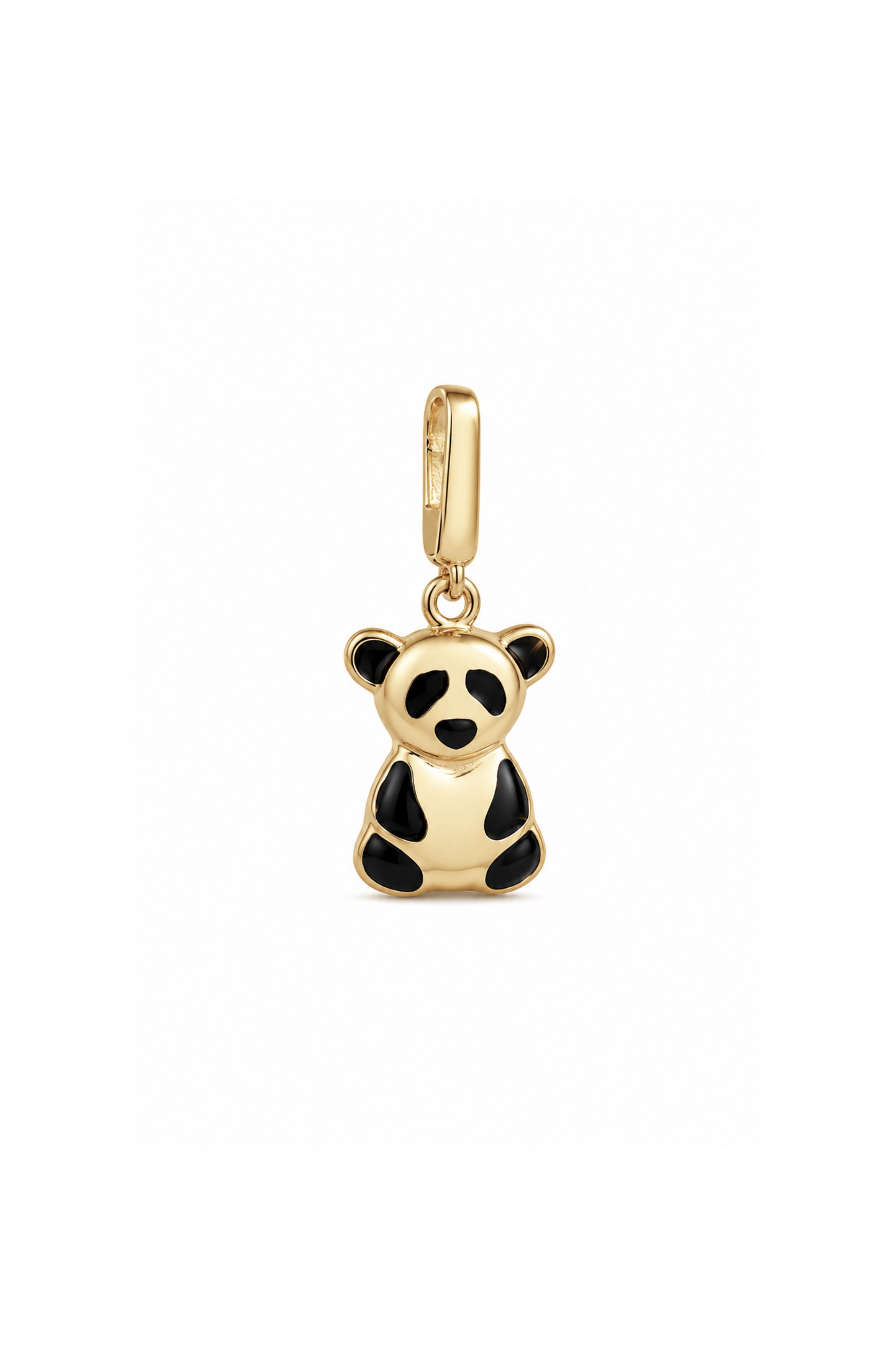 Siyah Mineli Panda Kilitli Charm Pendant
