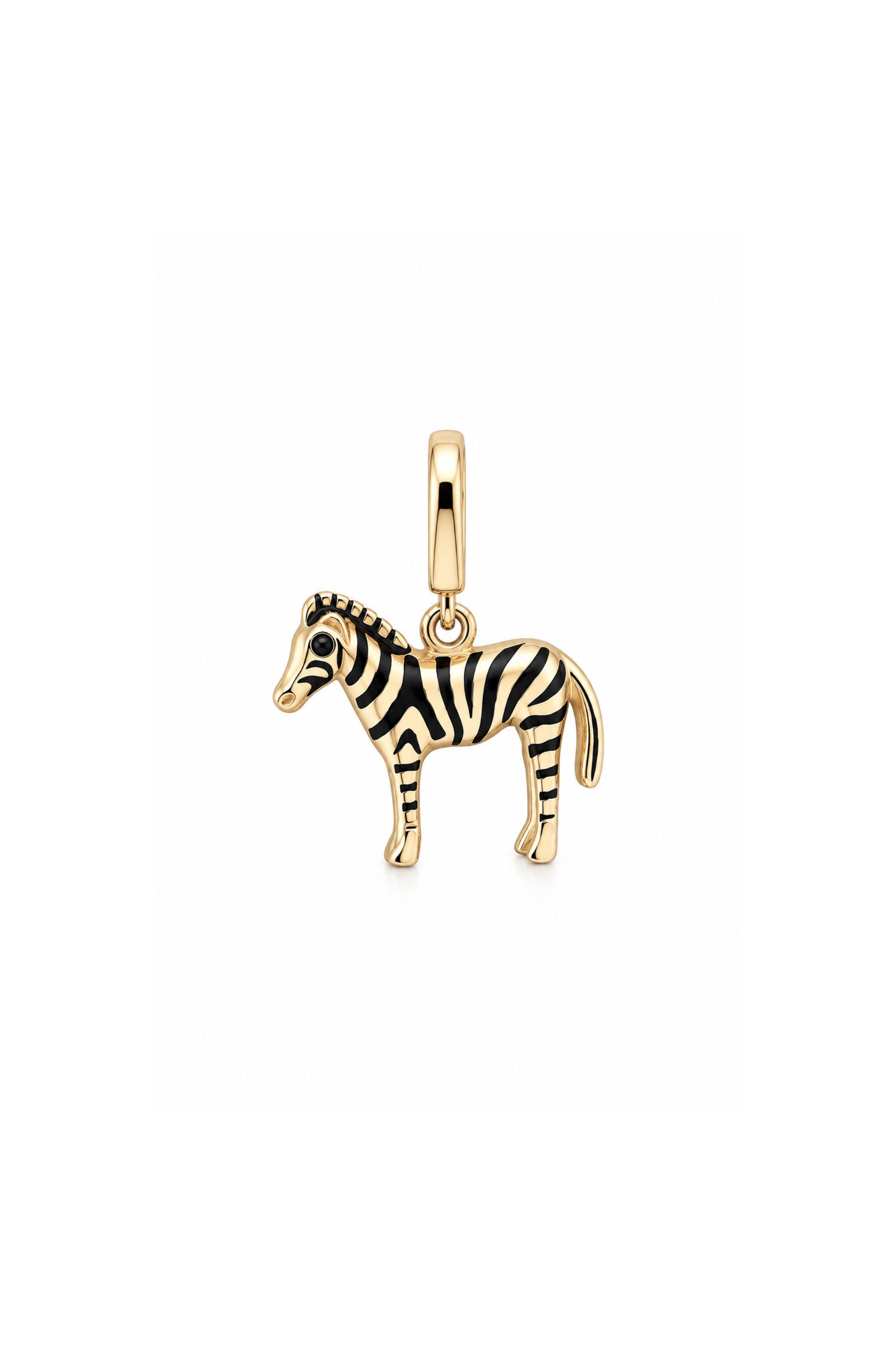 Siyah Mineli Zebra Kilitli Charm Pendant