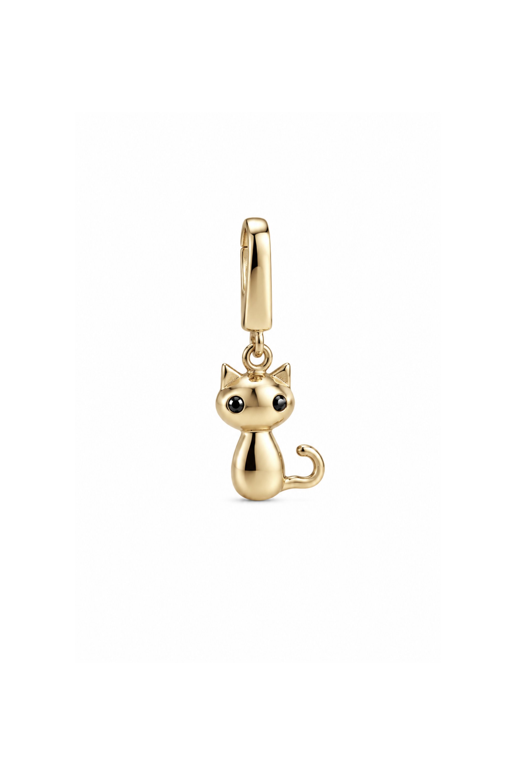 Siyah Stone Cat Kilitli Charm Pendant