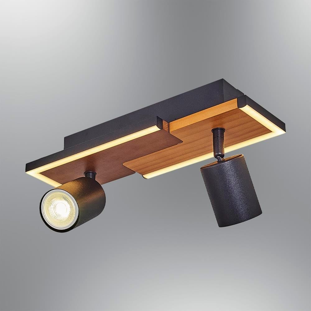 1419-2 2 Spotlu Plafonyer Meşe