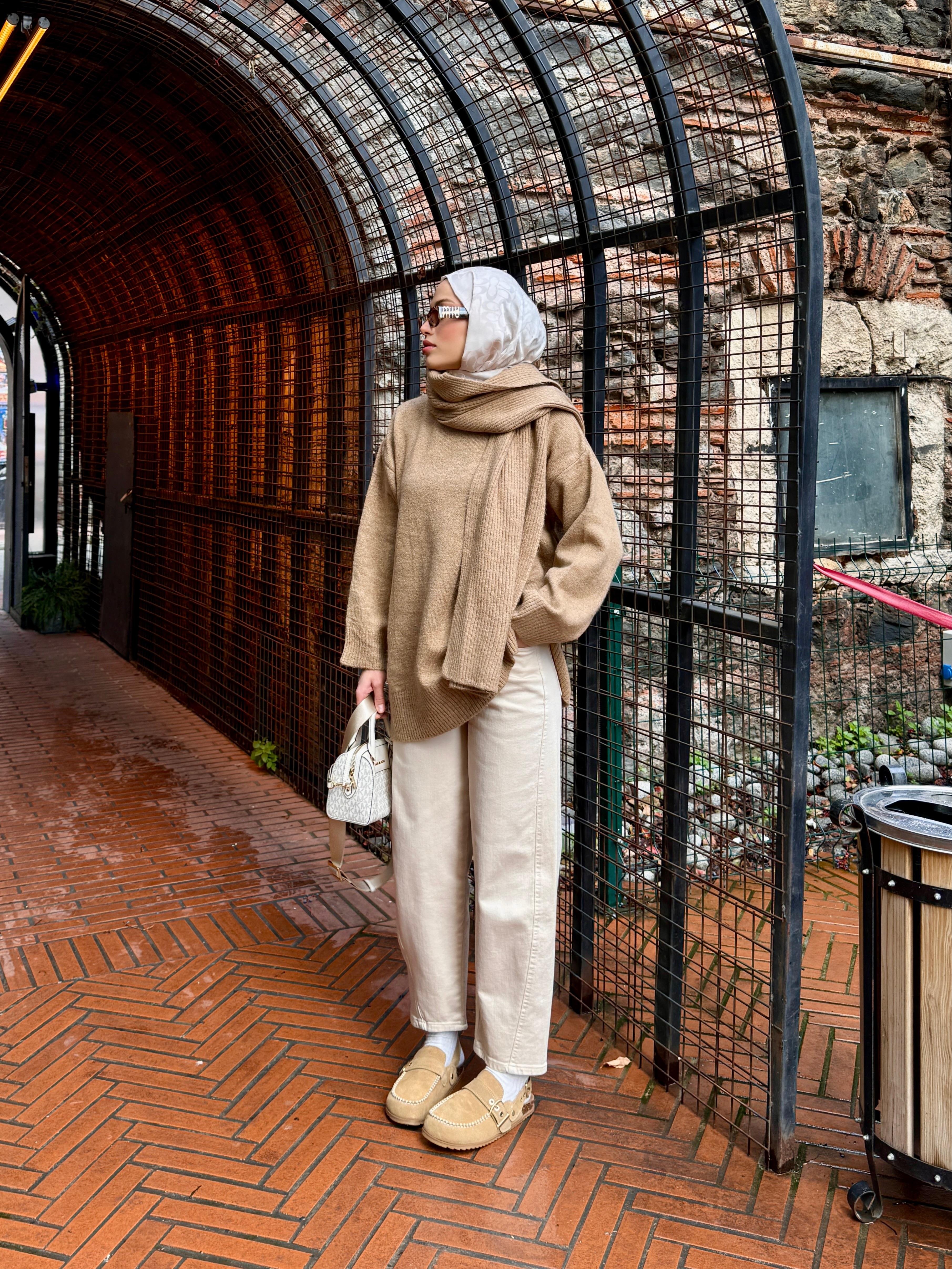 Atkılı Vizon Oversize Kazak