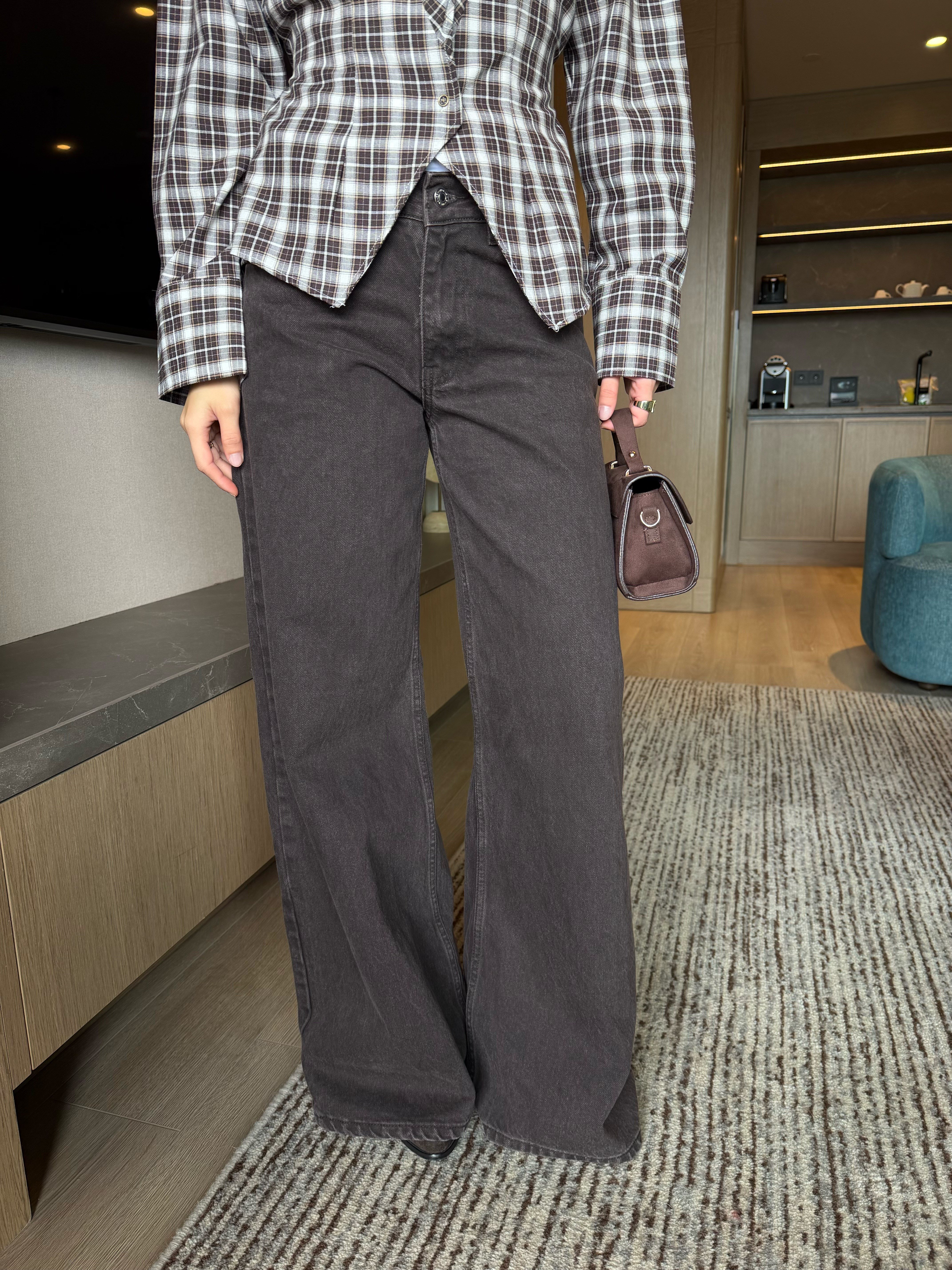 Baggy Denim Pantolon Kahve 