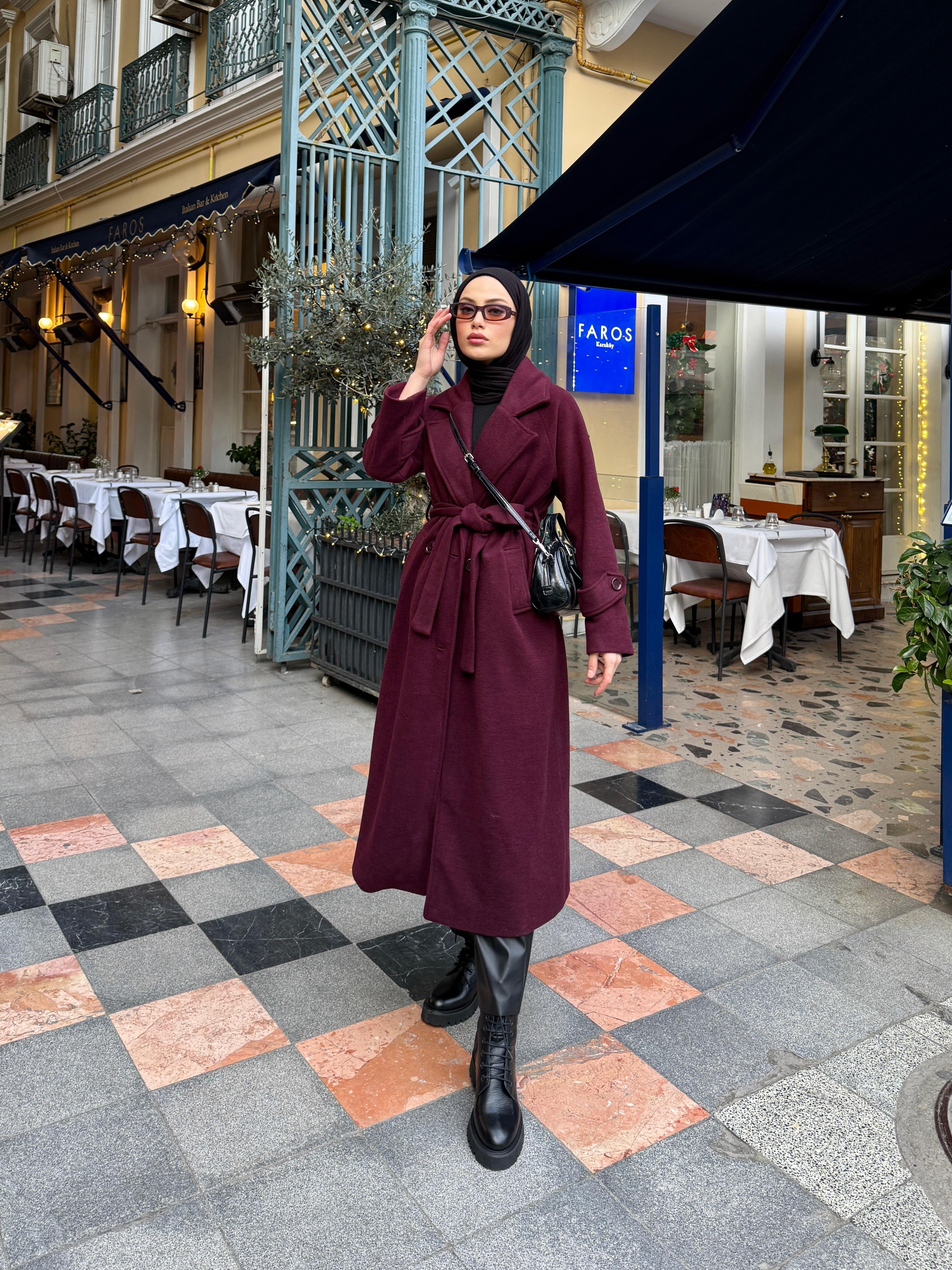 Bordo Kaşe Kaban