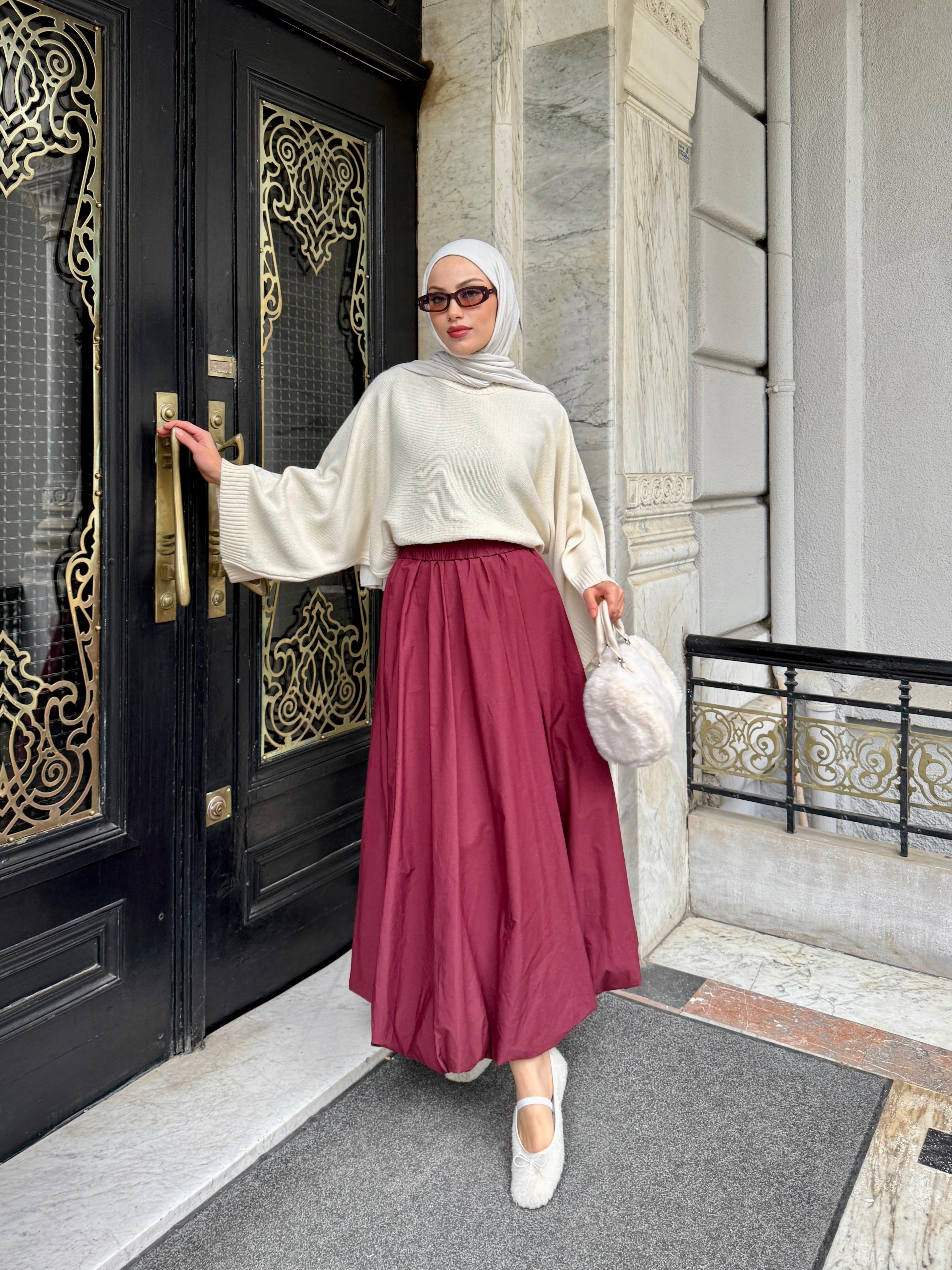 Geniş Kol Oversize Bej Triko Kazak