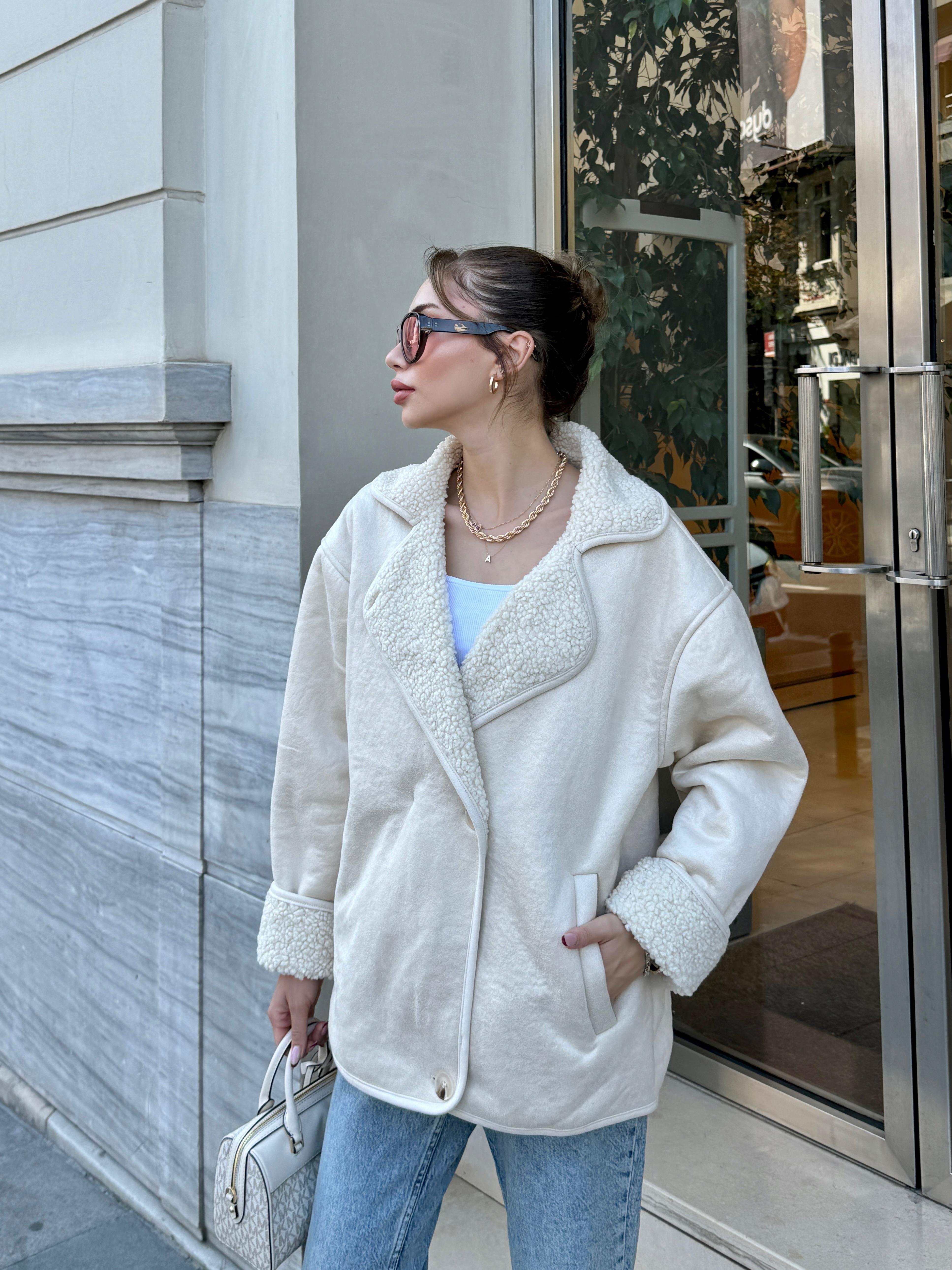 İçi Yünlü Oversize Kaban