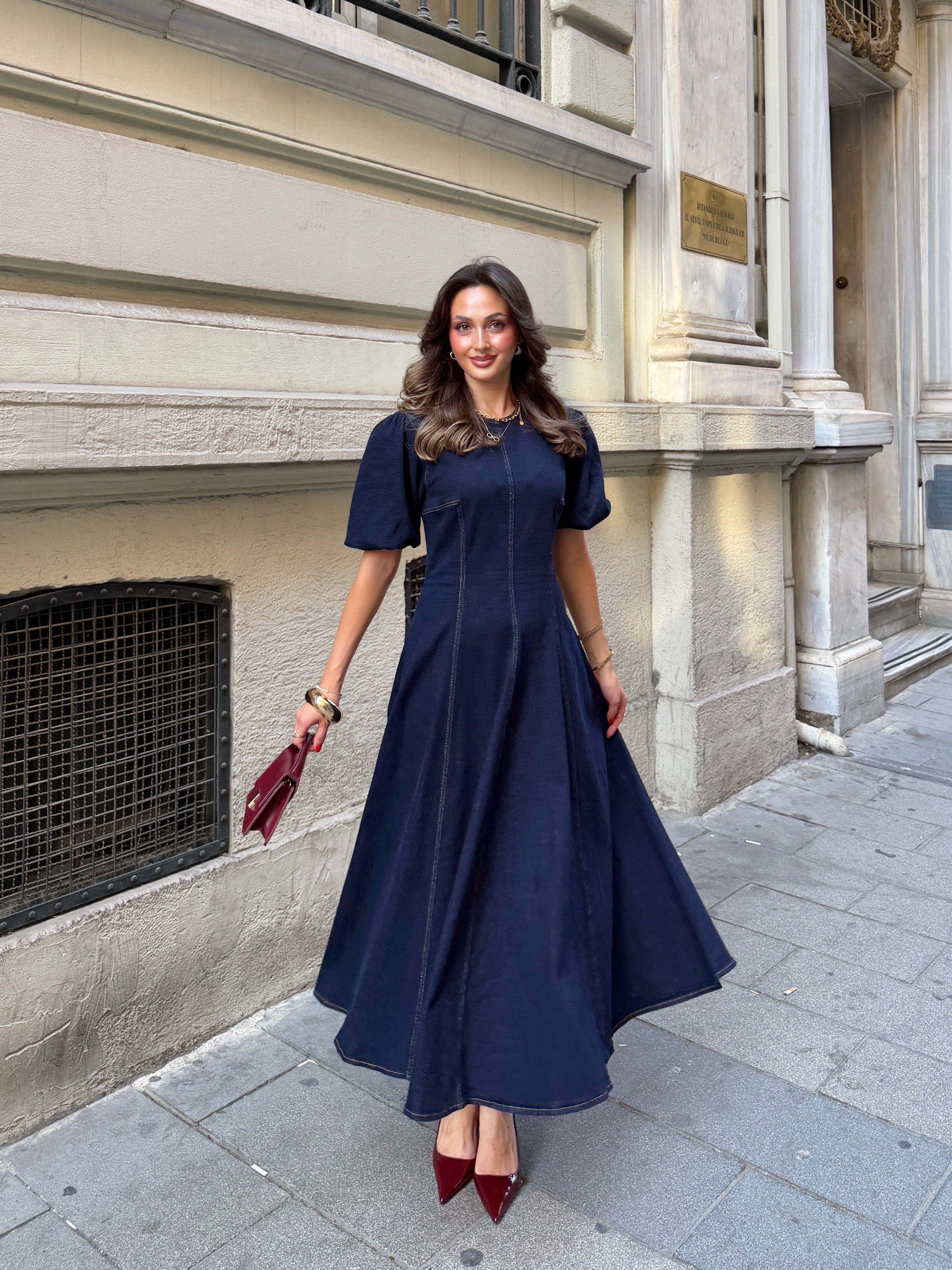 Maxi Boy Denim Elbise 