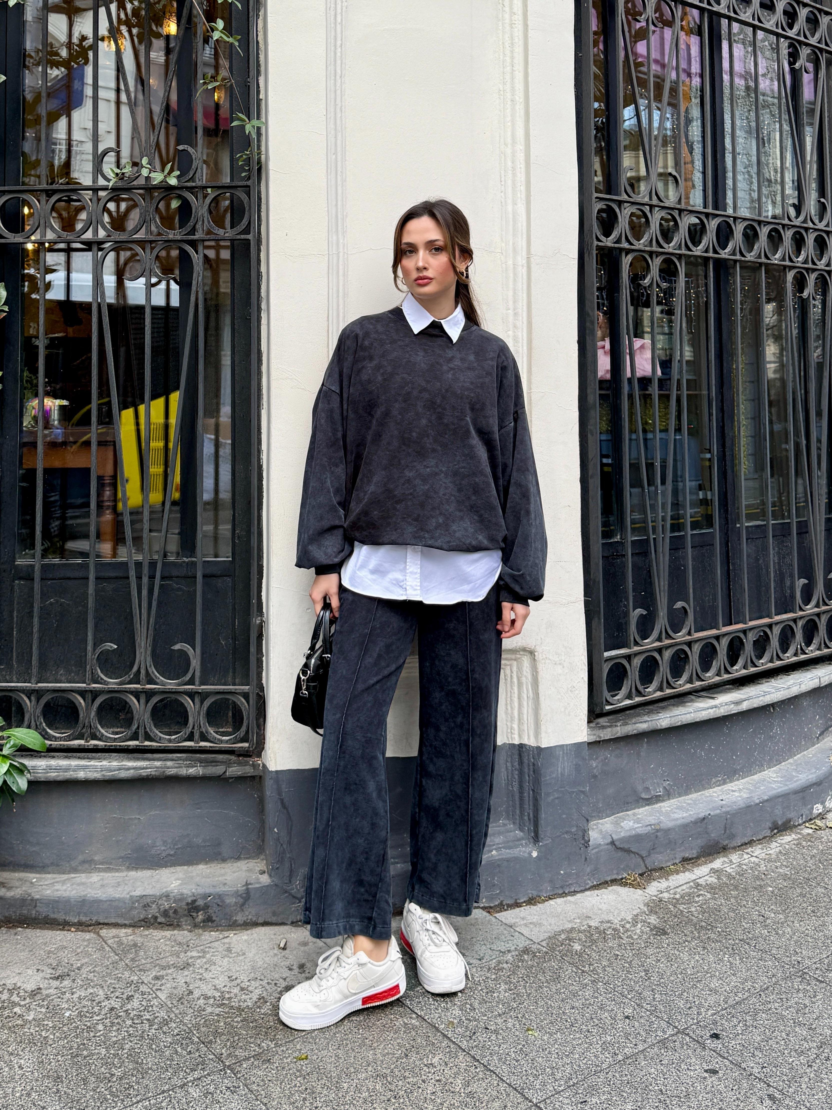 Oversize Siyah Eşofman Takım