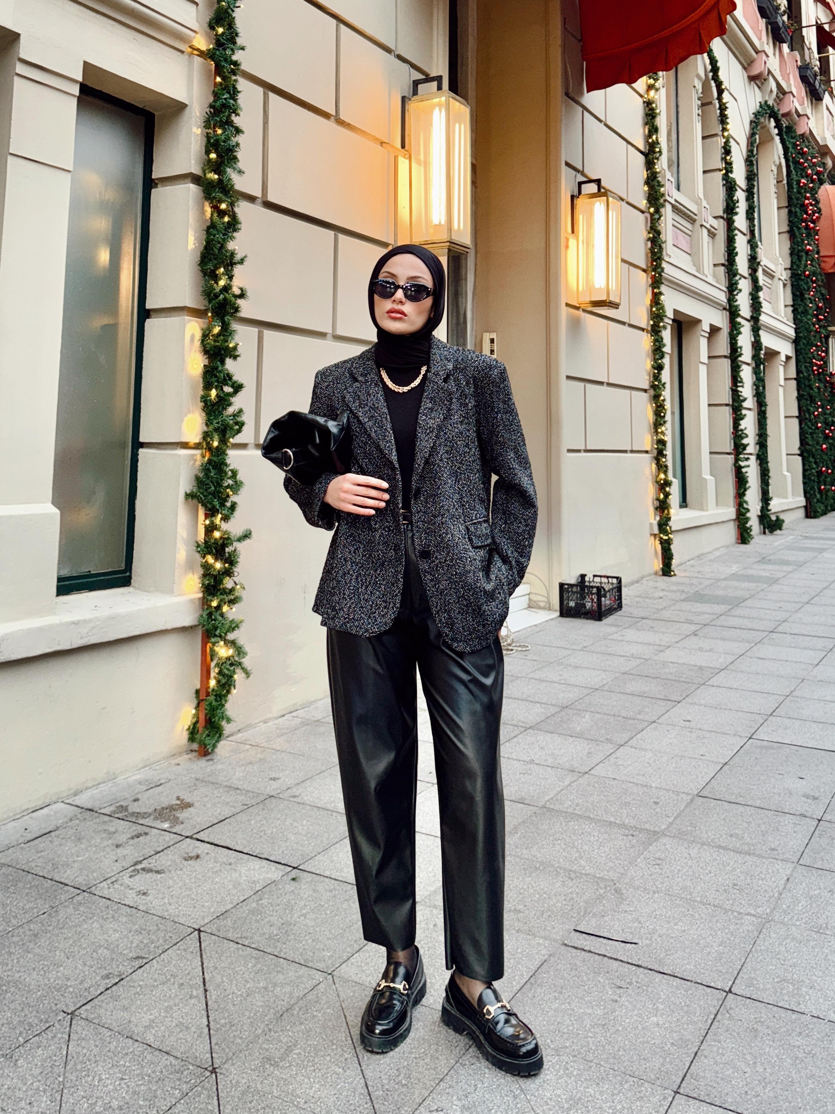 Siyah Kırçıllı Blazer Ceket