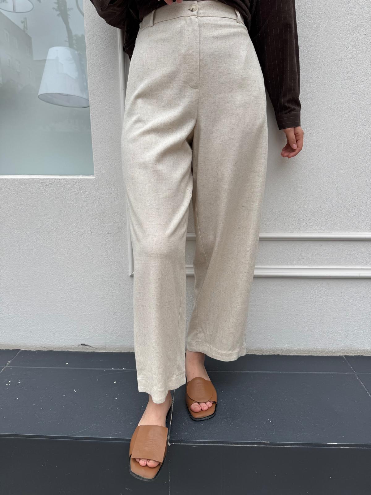 25SS318 Keten Basic Kadın Pantolon Bej