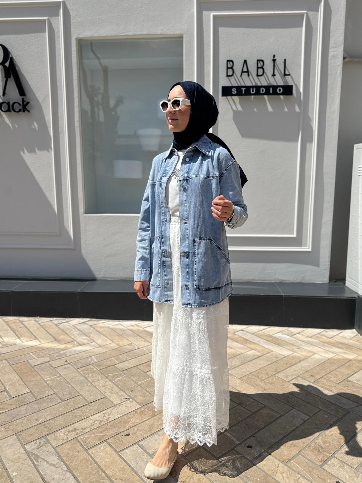 25SSCEK0011 Tessa Kadın Arkası İşlemeli Ceket Mavi