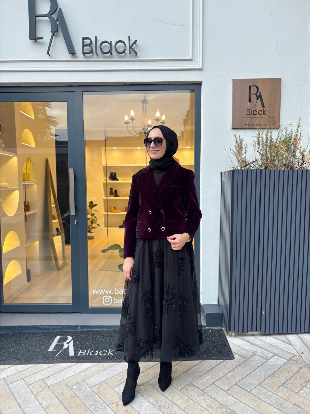 26FWCEK0032 Katrin İşleme Detay Kadın Ceket Mor