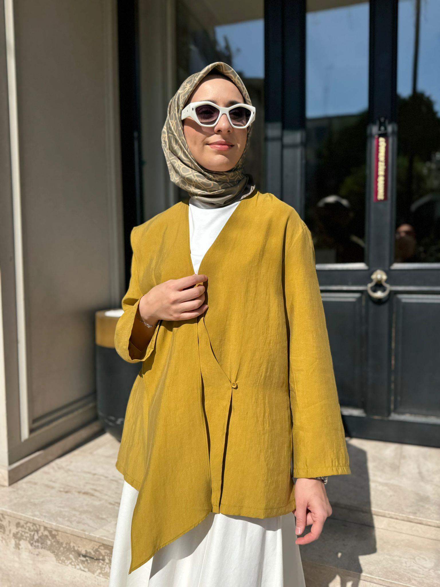 26SS607 Elix Kadın Kimono Hardal Sarısı