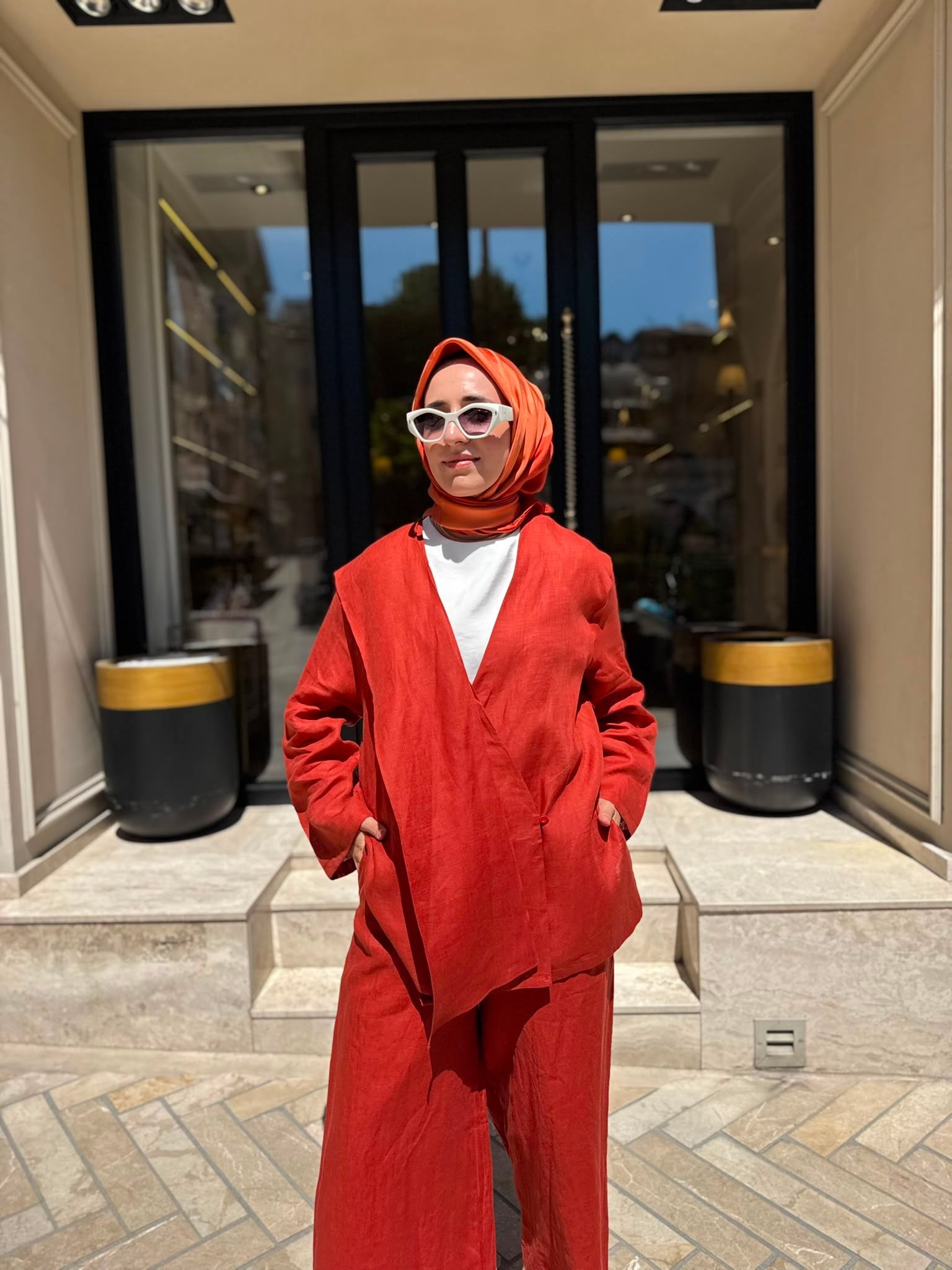 26SS619 Elix Linen Kadın Kimono Kiremit