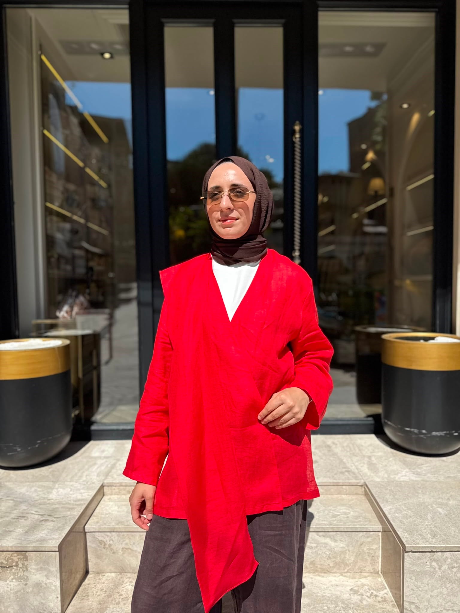 26SS619 Elix Linen Kadın Kimono Kırmızı