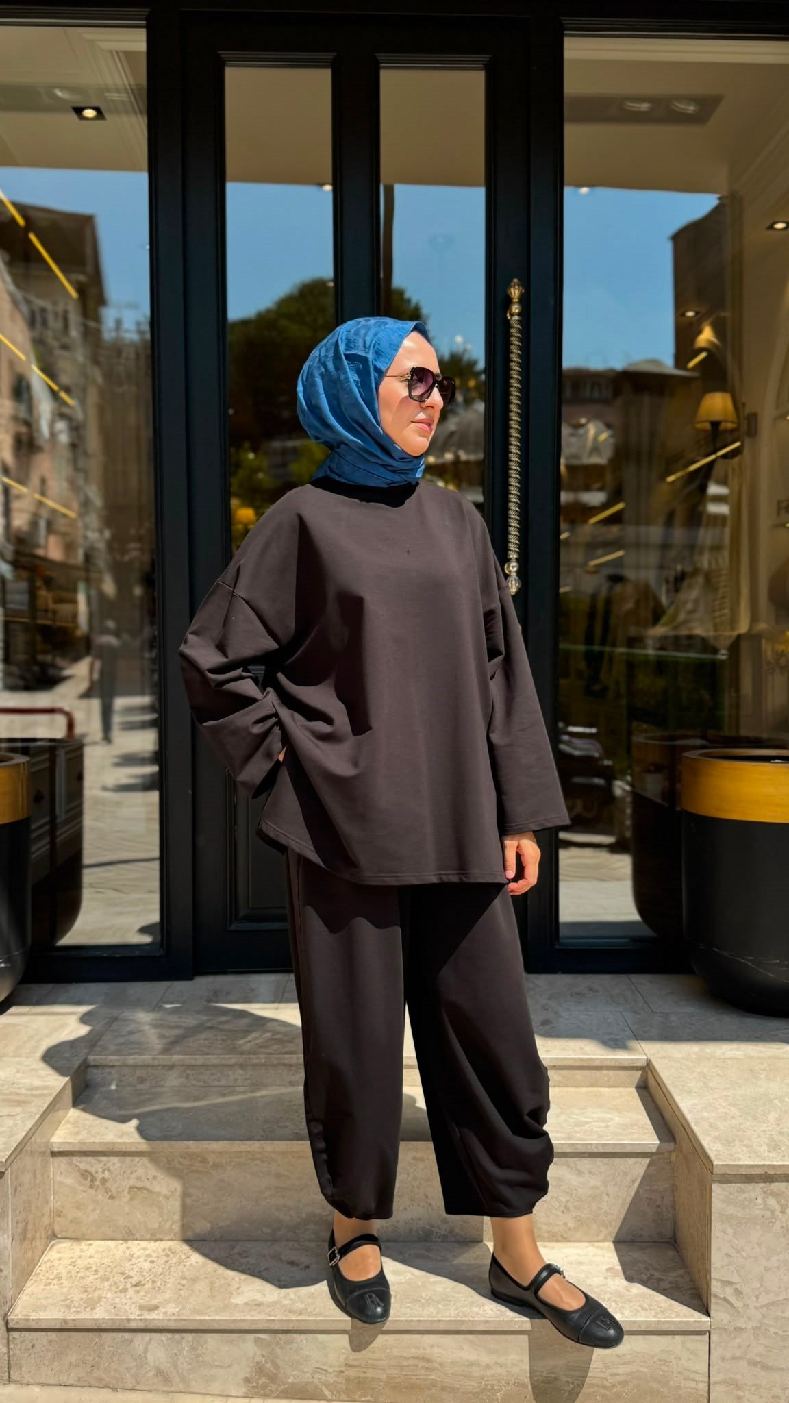 ALL-3004 Bisiklet Yaka Kadın Takım Siyah