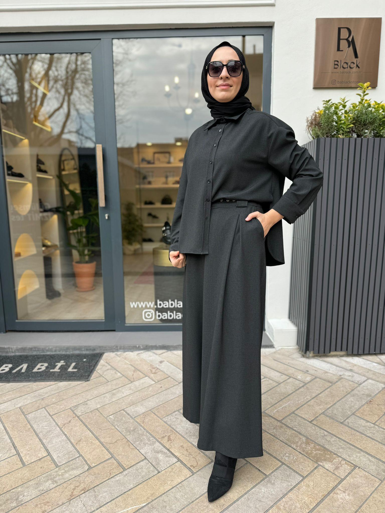 Blake Viskon Yırtmaçlı Gömlek Antrasit