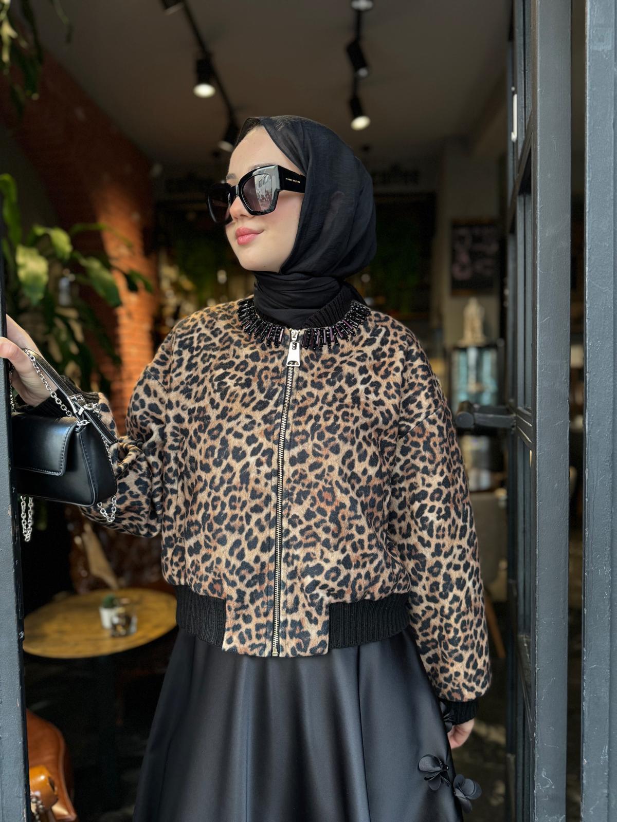 Leopar Desenli Arles Kadın Ceket Leopar