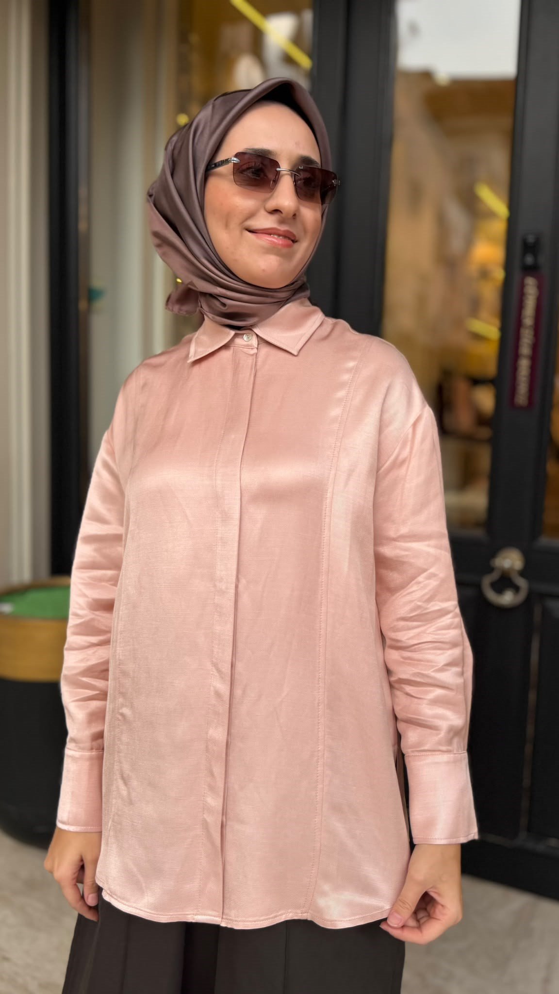 TD26Y02000007 Neva Lyocell Kadın Gömlek Pudra Pembe