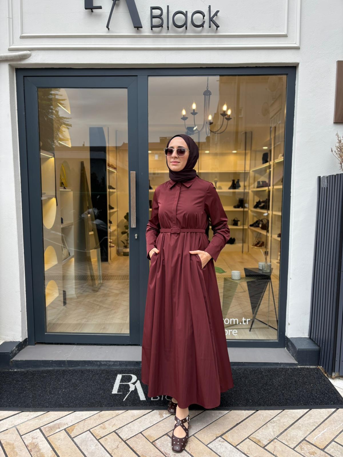 TD4515 Salve Kadın Elbise Bordo
