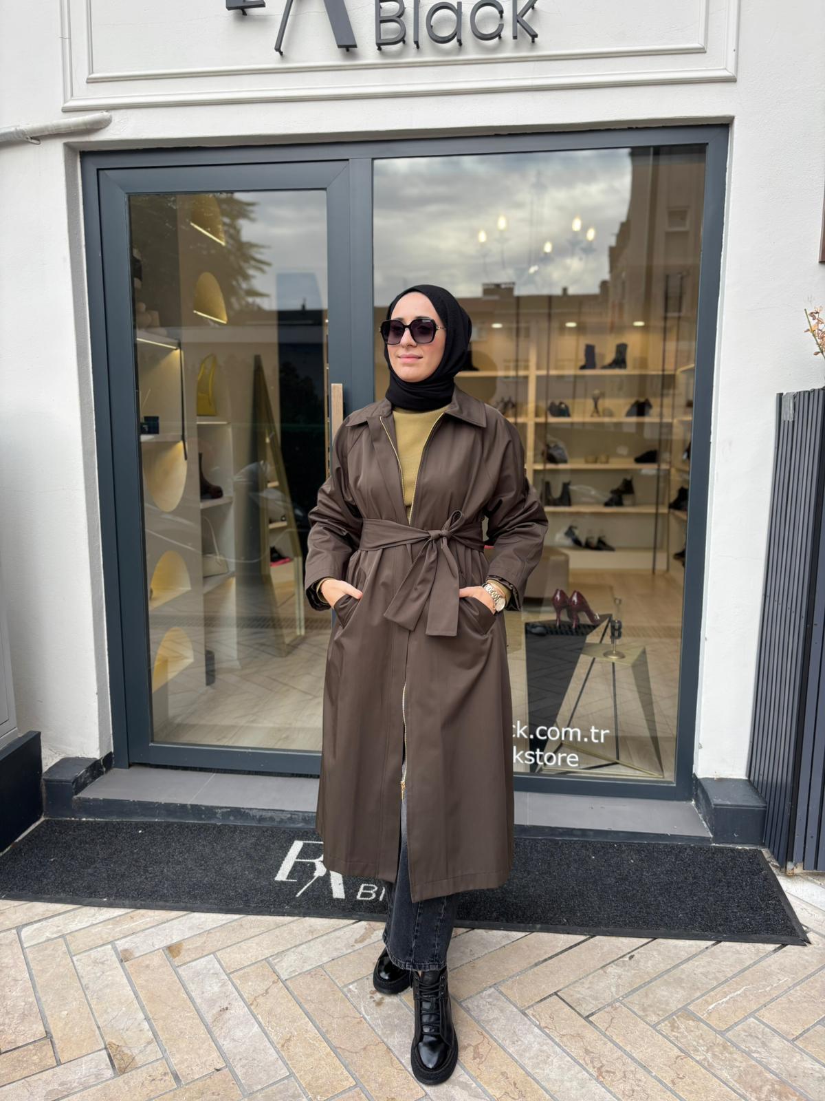 TD4622 Alera Kadın Trençkot Haki Yeşil
