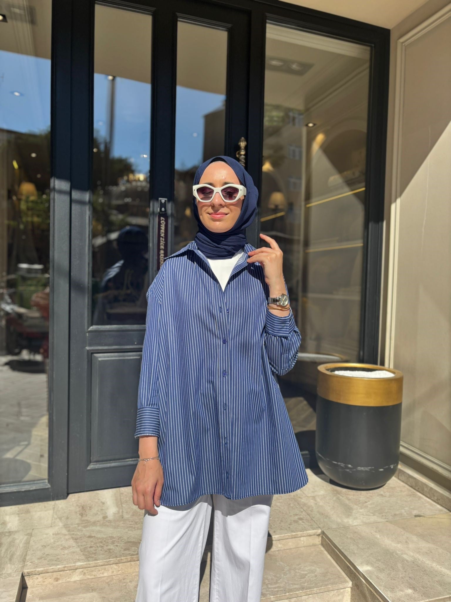 TD4798 Alba Kadın Gömlek Lacivert