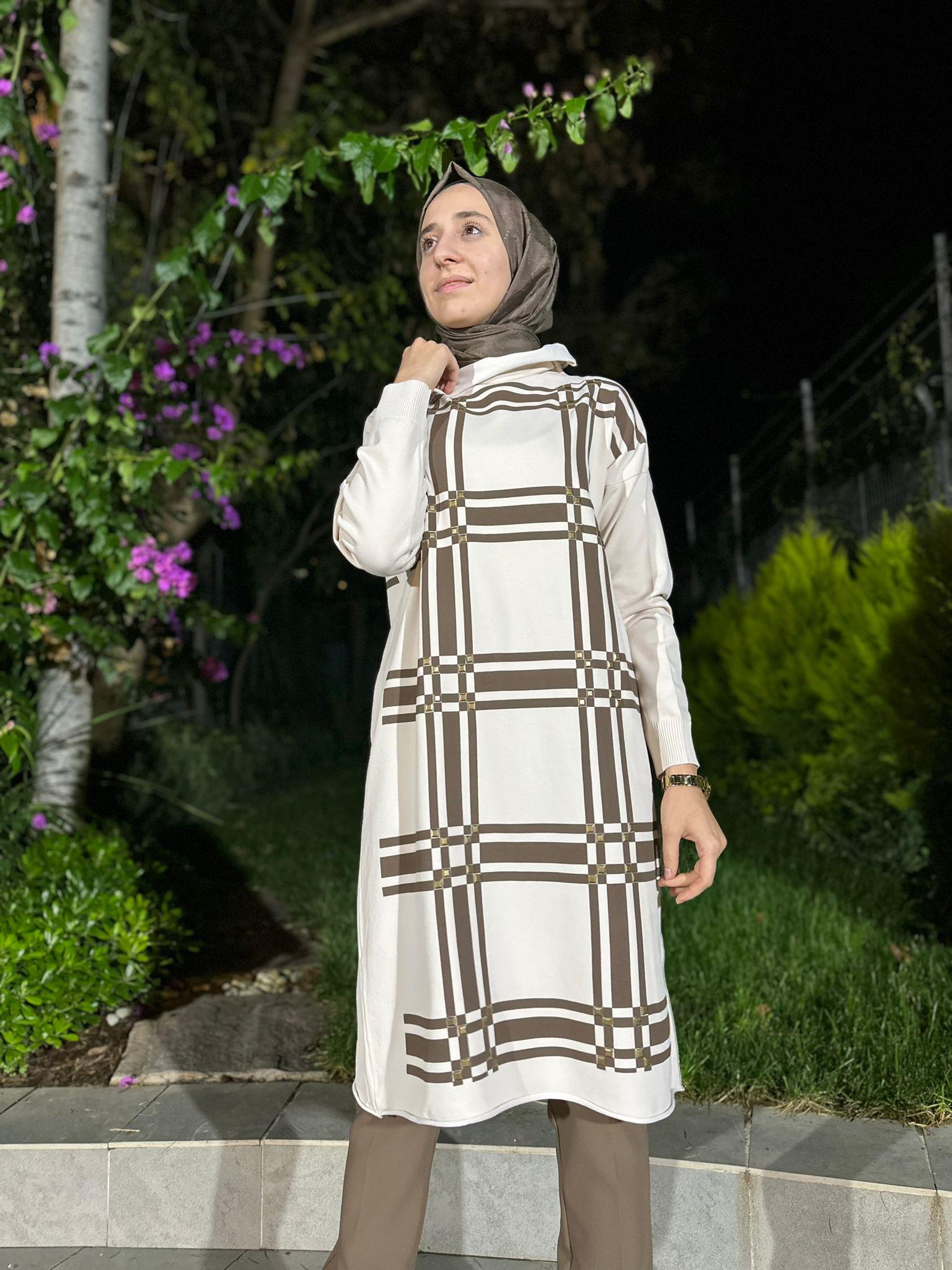 Zımbalı Triko Tunik Taş Rengi